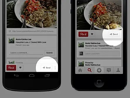 Pinterest implements ‘Send’ button to enable image sharing