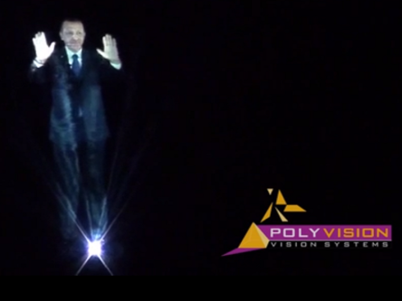 Turkish prime minister addresses public as a 10ft hologram