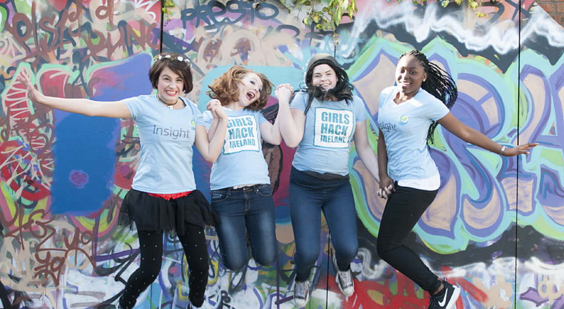 Participants at the inaugural Girls Hack Ireland event in Dublin City University (DCU)