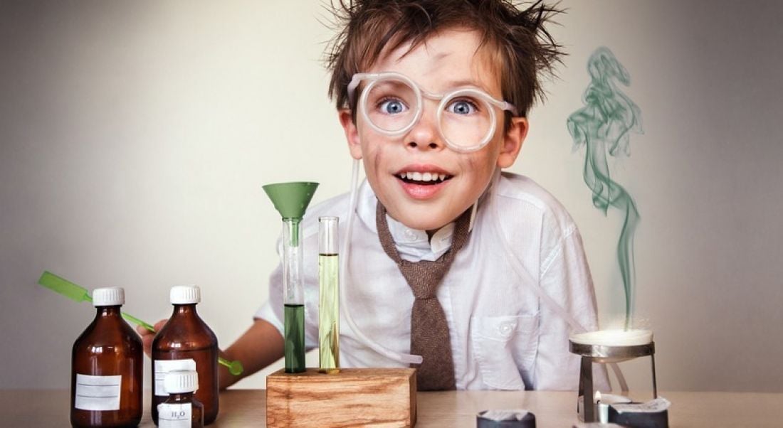 Kid messing around with a chemistry experiment