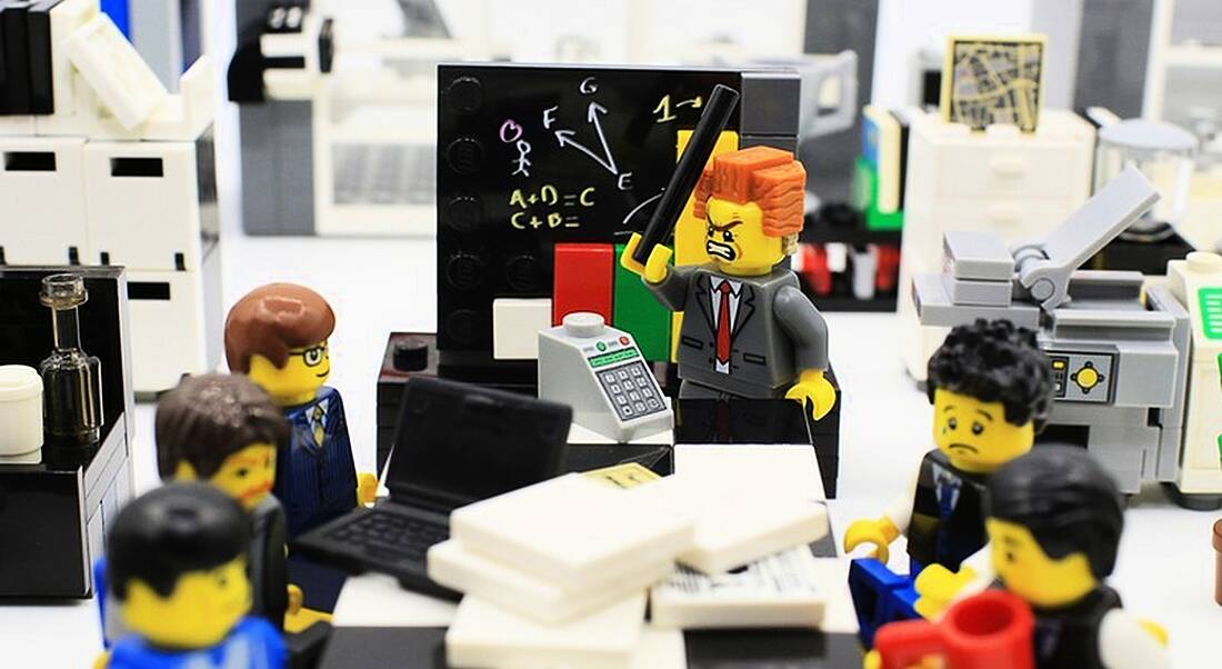 Lego office meeting for social media memes