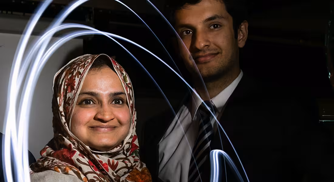 Ghostbusters: Joveria Baig, pictured with team member Muhammad Junaid Amin, after winning an award at the IPIC Bootcamp