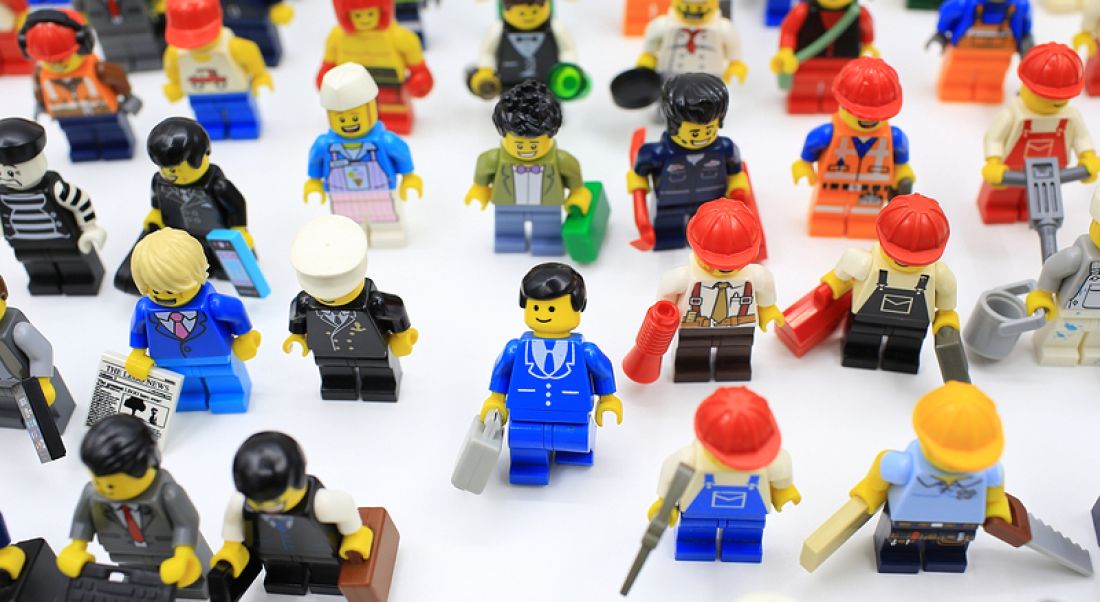 Aon workers survey Lego figures