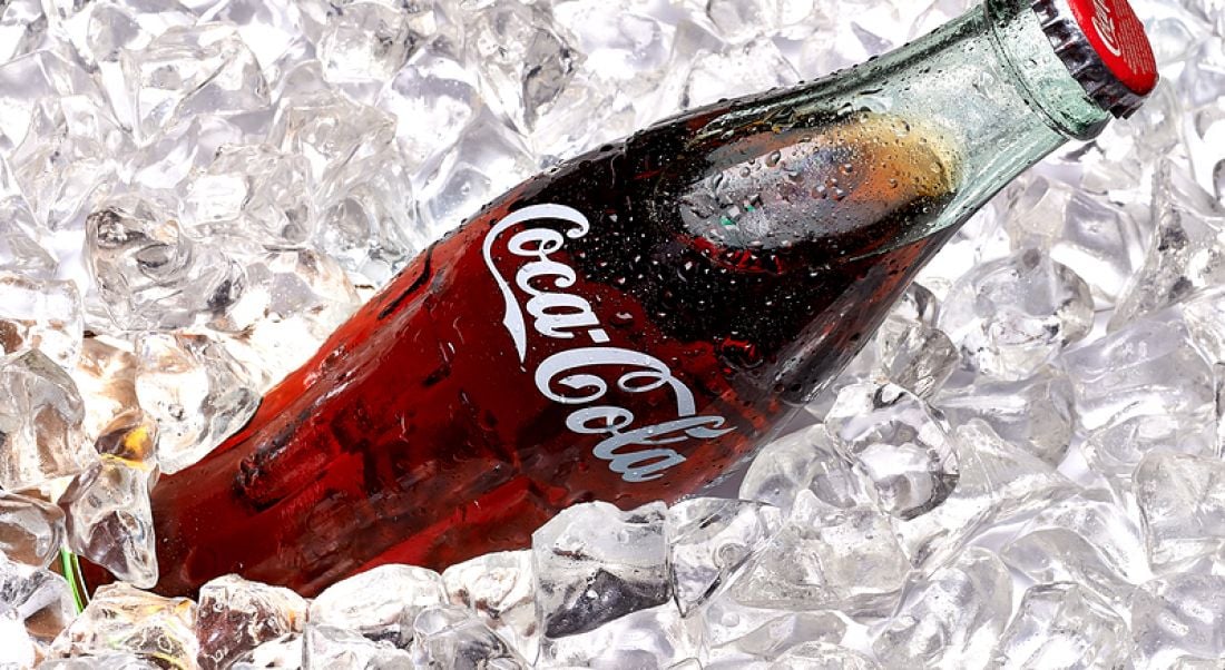 Coca-Cola bottle in ice