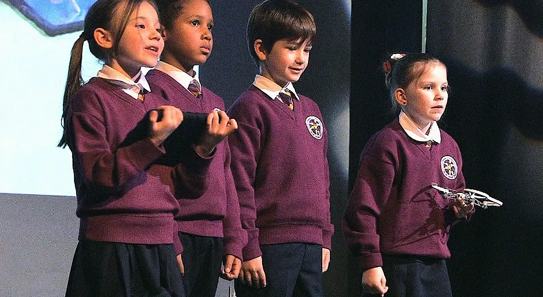 Pupils from Scoil Oscair CNS Lucan, pictured at the launch of the new iTunes U app