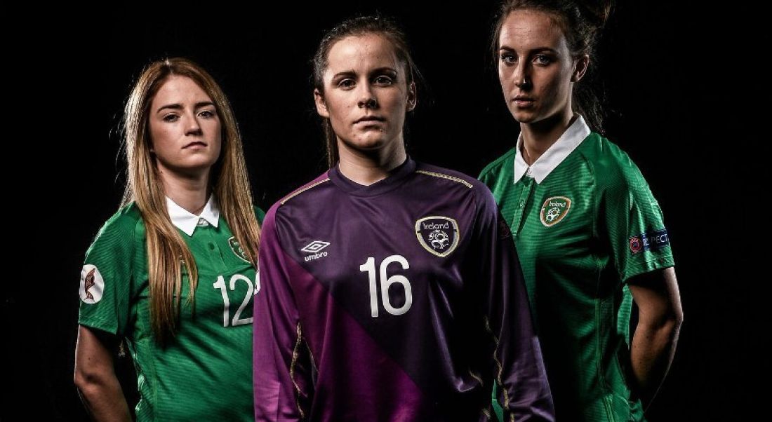 Football: Karen Duggan (right) with team-members on Ireland's women's football team