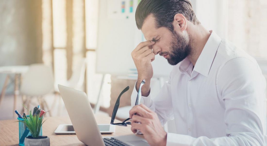 Man trying to power through work