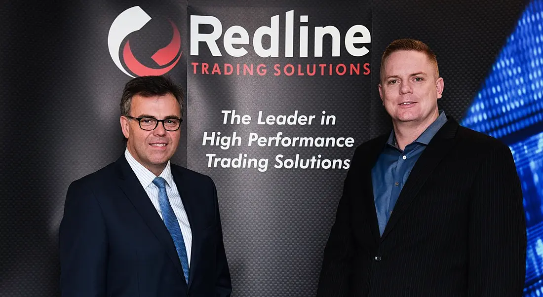 Alastair Hamilton, Invest NI, with Rob McCollum, Redline Trading Solutions (right). Image: InvestNI