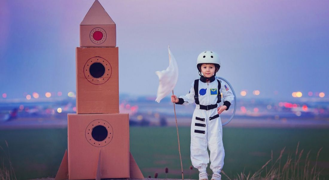 Little astronaut boy