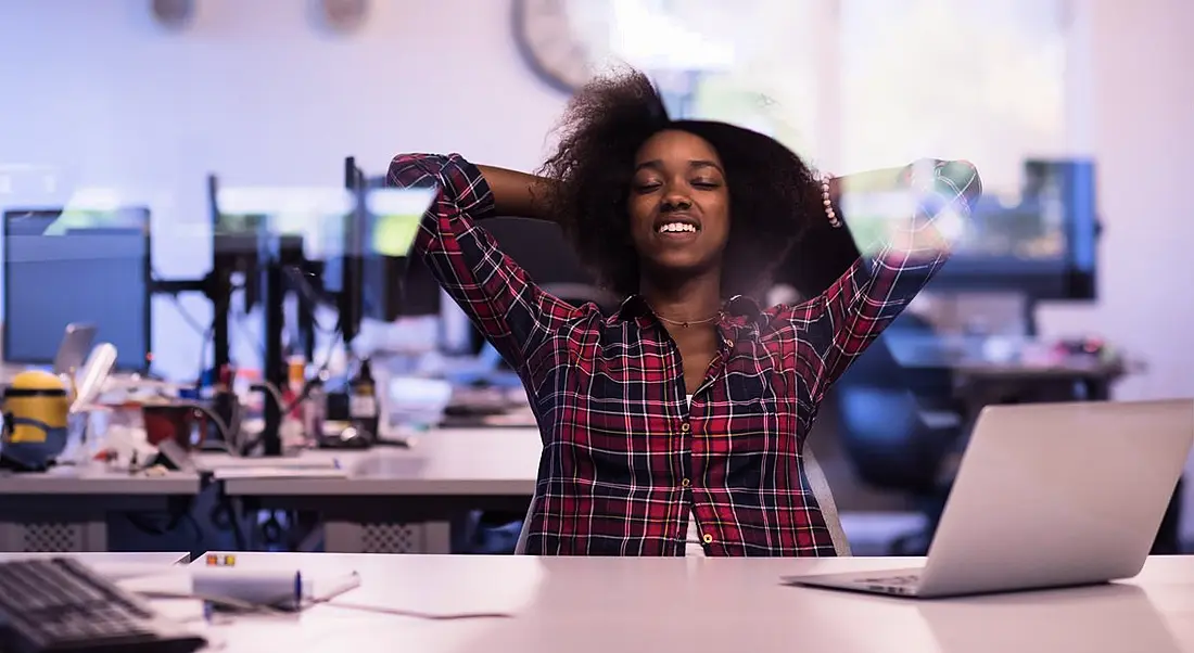 Woman taking a work break