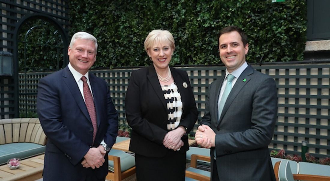 Pictured L – R: Kevin Clark CEO of Aptiv, Minister Heather Humphreys and Martin Shanahan, CEO IDA Ireland. Image: Maxwell Photography