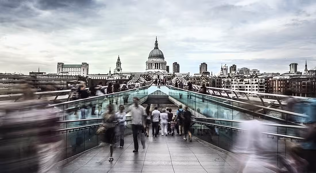 Millennium Bridge leads to Saint Paul's Cathedral in central London