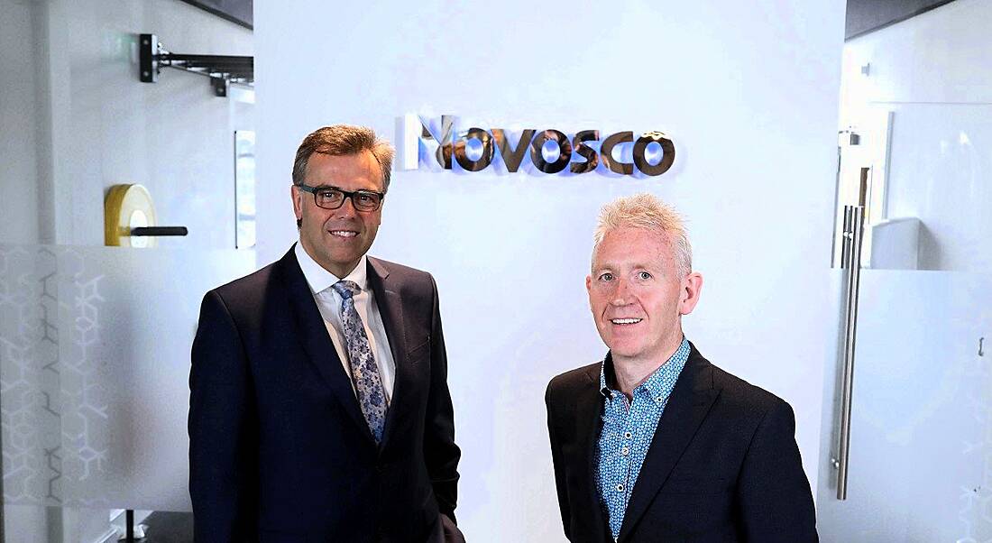 From left: Alastair Hamilton, CEO, Invest NI and Patrick McAliskey, managing director, Novosco. Image: Invest NI