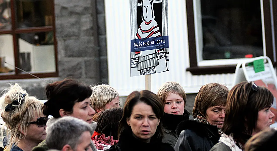 Protests in Iceland calling for more rights for women. Image: Petur Asgeirsson