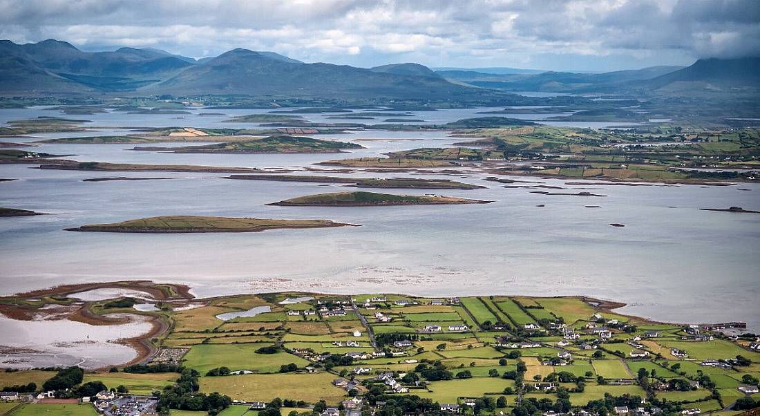 The archipelago near Westport from the road to Croagh Patrick in Ireland.