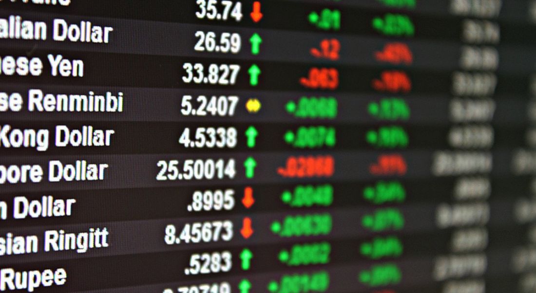 A view of a trading board for different foreign exchange currencies.