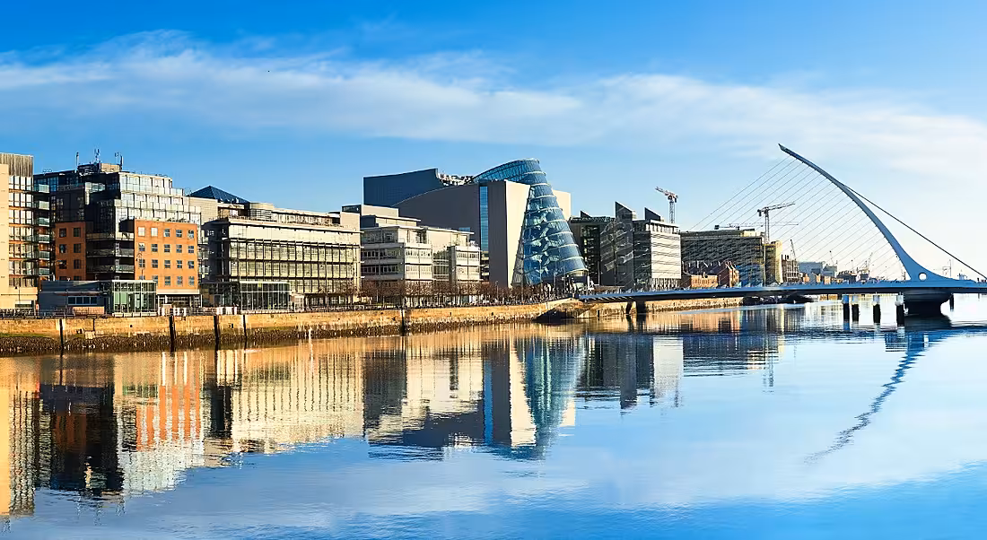 View of Dublin city metropolitan horizon during the bright day time.