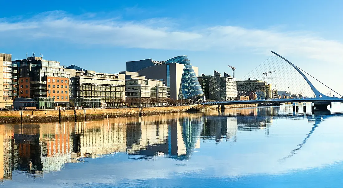 View of Dublin city metropolitan horizon during the bright day time.