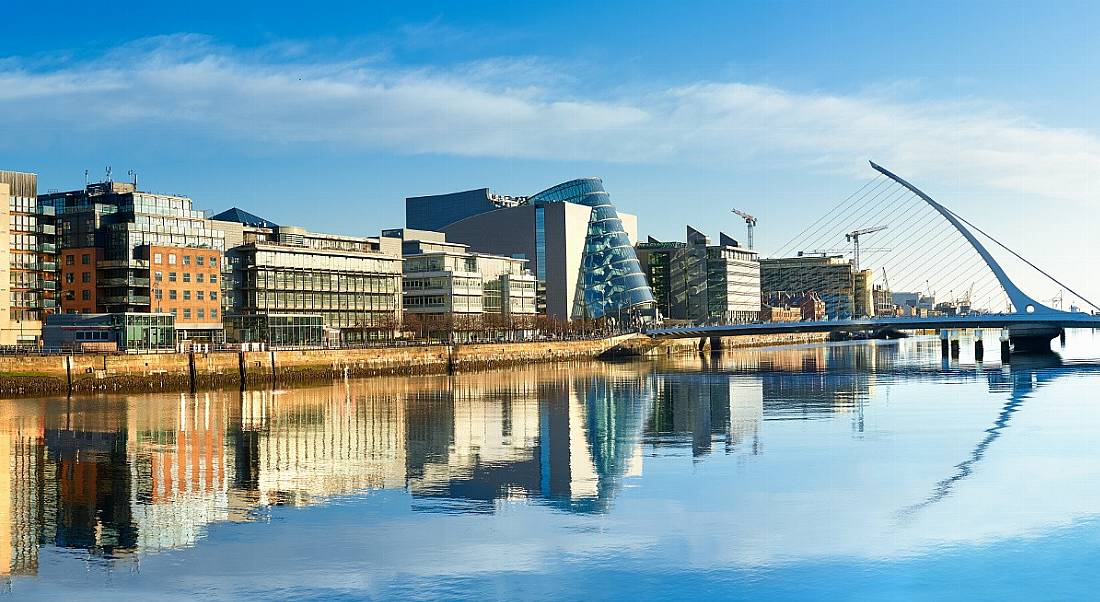 View of Dublin city metropolitan horizon during the bright day time.