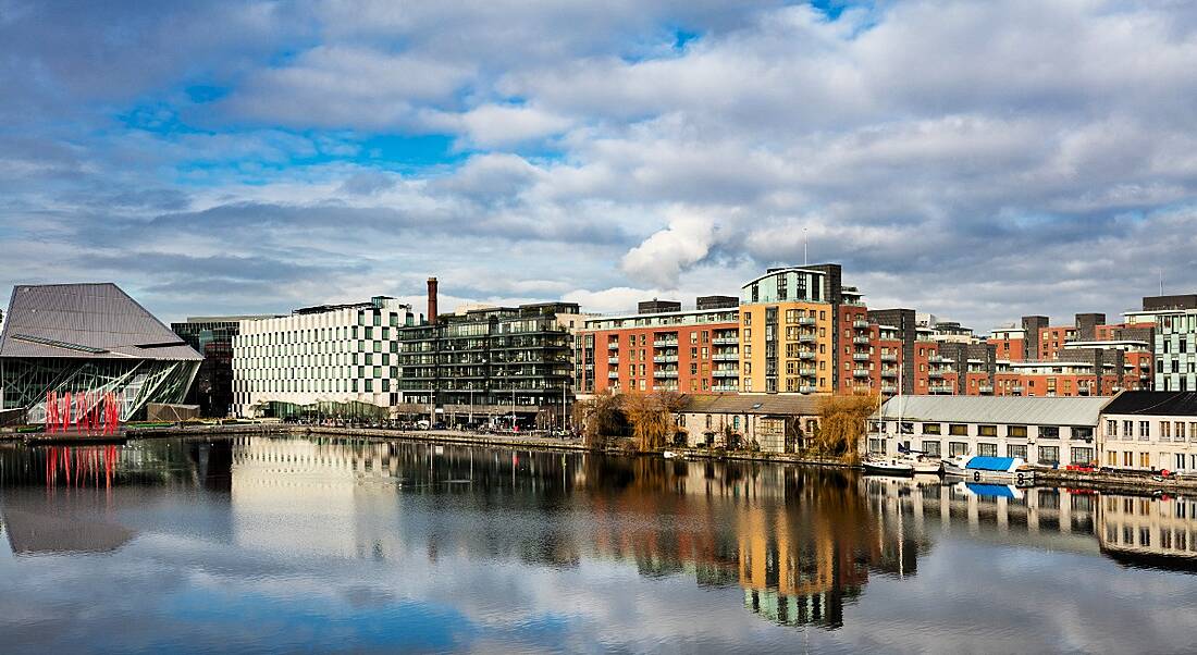 Photo of Dublin's grand canal banks.