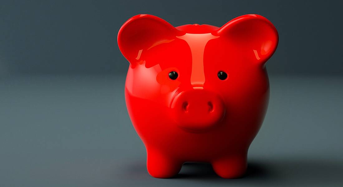 A red piggy bank against a grey background, representing a jobseeker’s salary expectations.