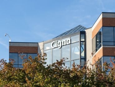 Cigna logo on a building during the day.