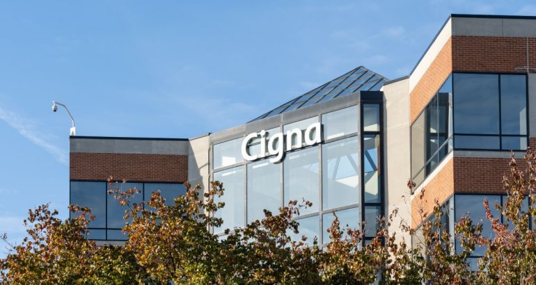 Cigna logo on a building during the day.