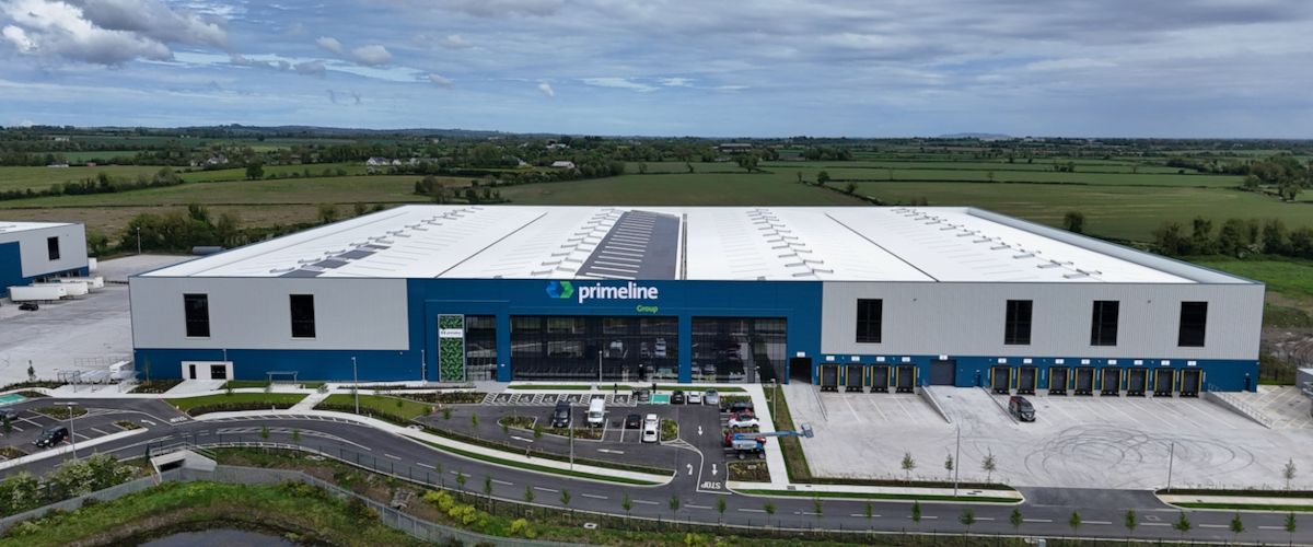 A large building with the Primeline Group logo on the front.