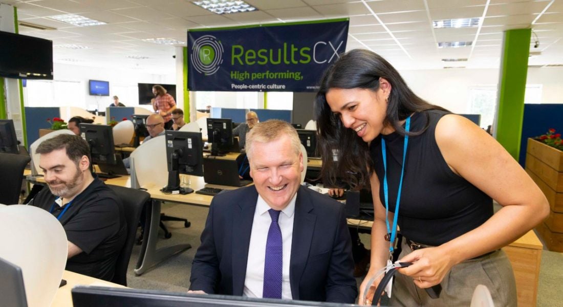 Amelia Avendano and Michael McGrath pose at ResultsCX Cork headquarters.