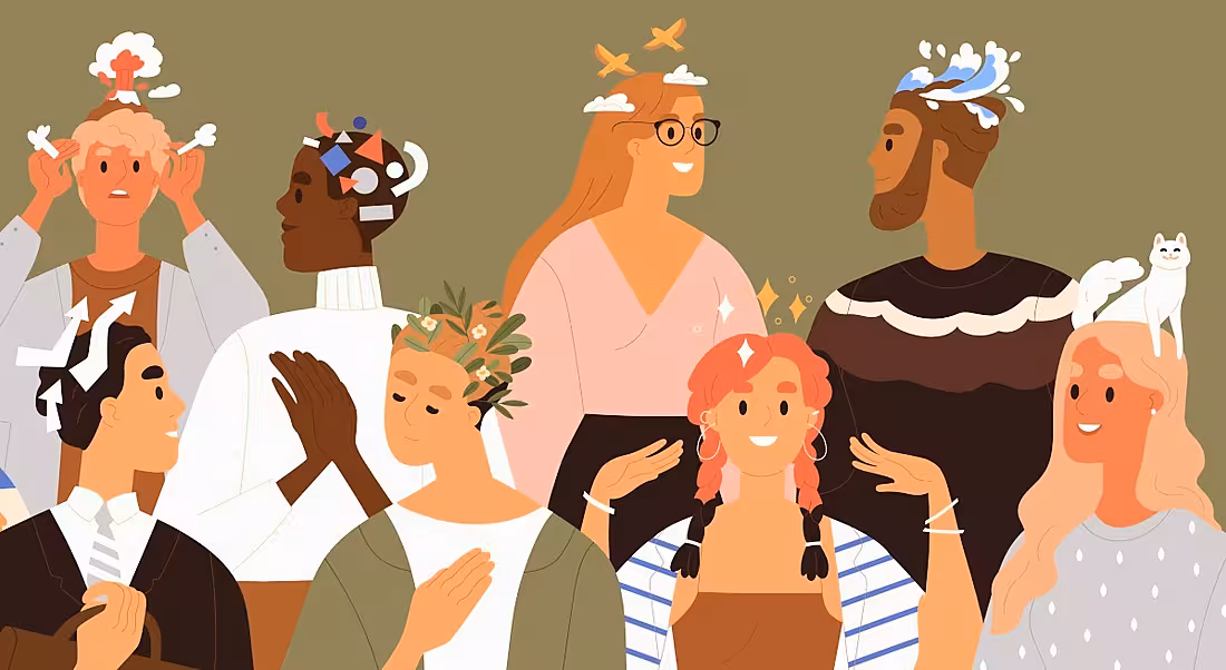Diverse cartoon people representing the different workplace personalities.