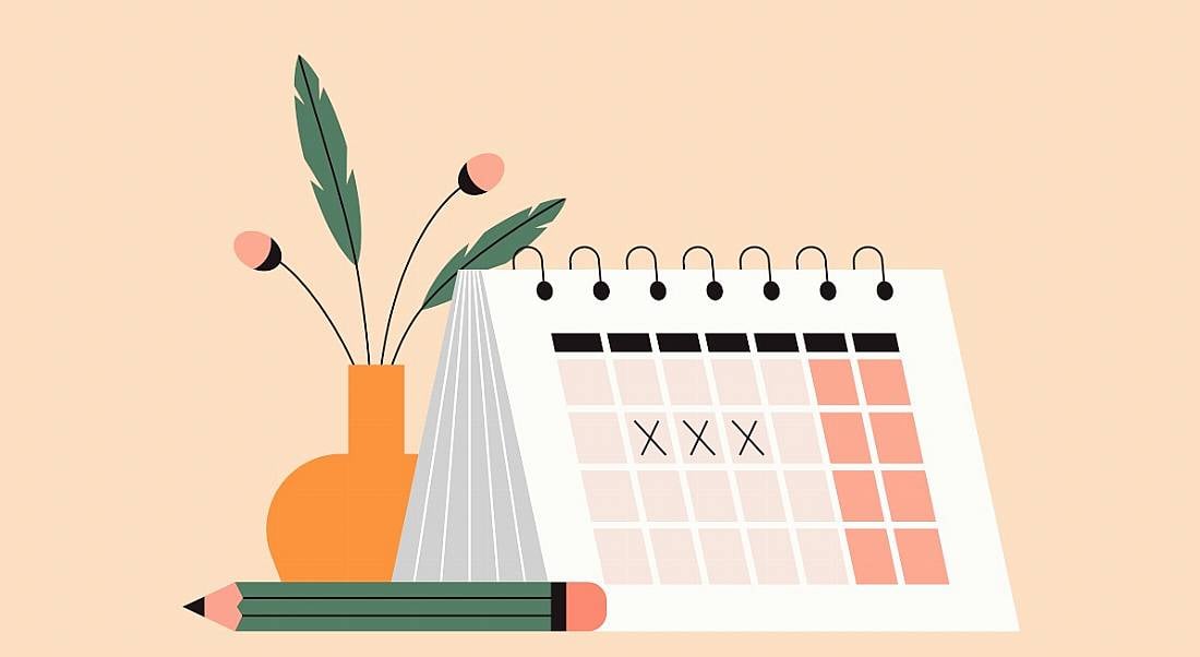 A cartoon of a calendar with some Xs on it to represent annual leave.