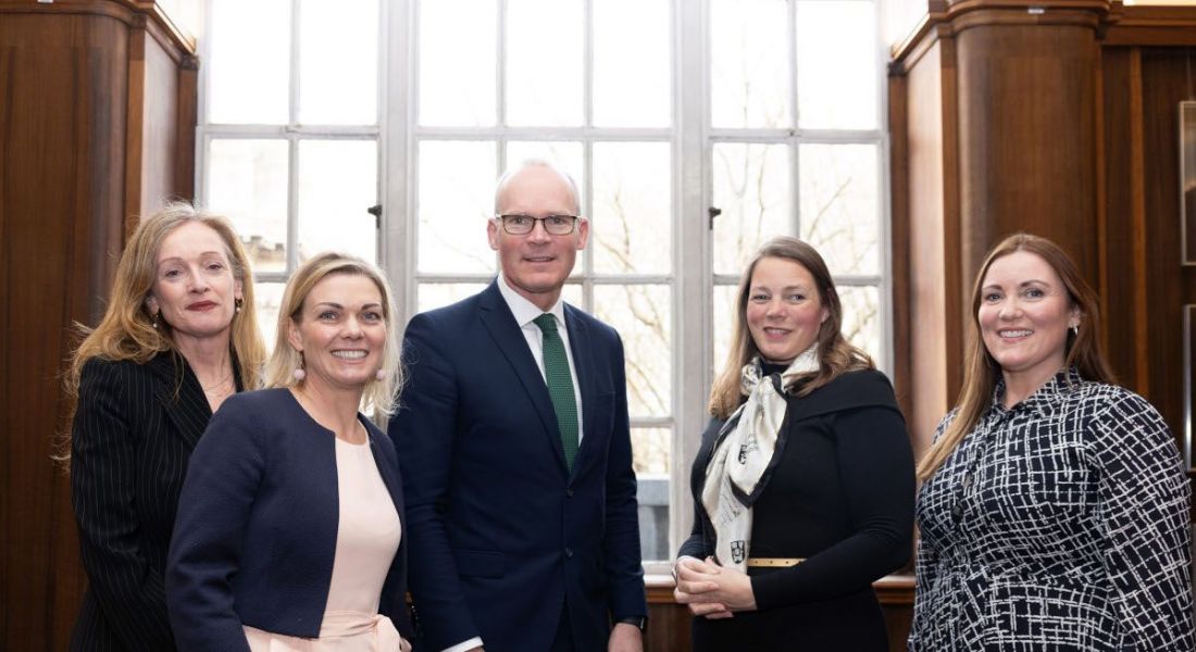From left: Marina Donohoe, Enterprise Ireland; Nessa McEniff, The Learnovate Centre; Minister Simon Coveney, TD; Michelle Olmstead, Trinity College Dublin; Melissa O'Connor, IDA Ireland.