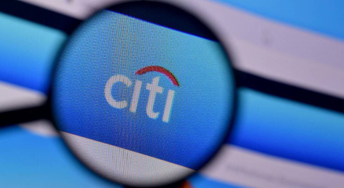 A magnifying glass hovering over the logo of Citi on its website.