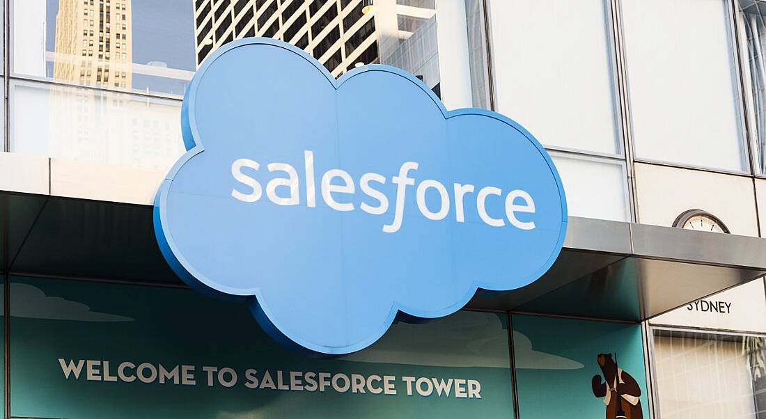 Signage on the Salesforce Tower in New York City.