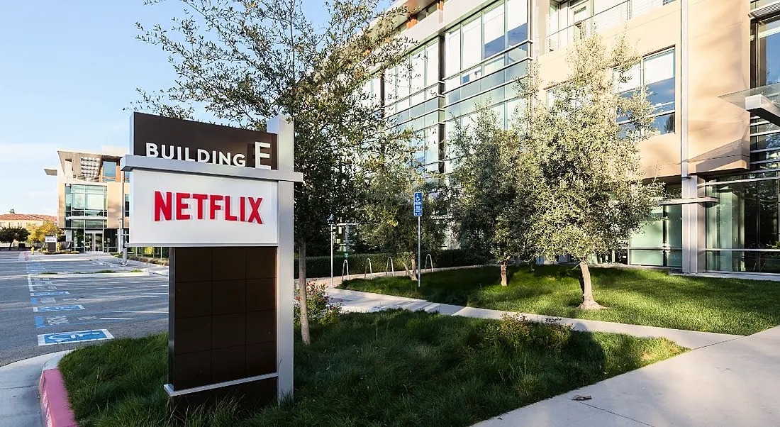 Outdoor sign for Netflix at its headquarters in California.