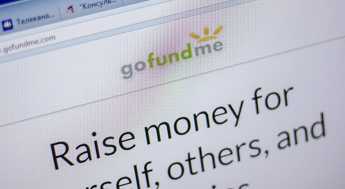 Homepage of the GoFundMe website.