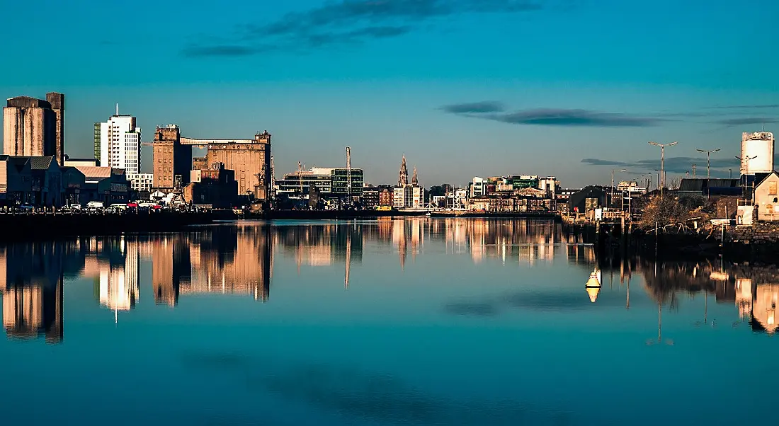 Panoramic view of Cork city centre in the early hours of the morning.