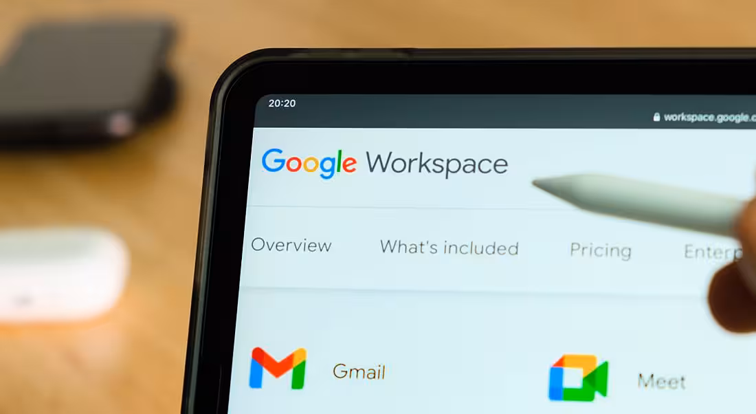Close-up of Google Workspace open on a laptop.