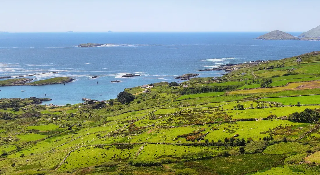 Panoramic view of the Ring of Kerry and Iveragh peninsula.