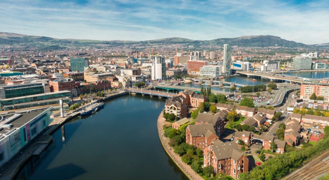 Aerial view of the city of Belfast.