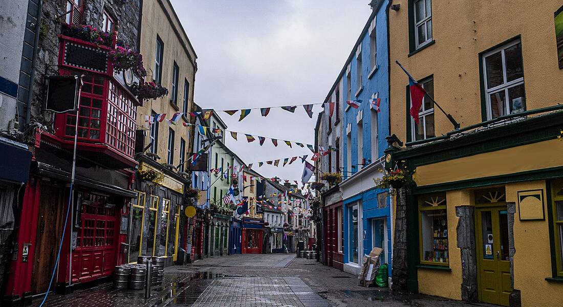 Photograph of Shop Street in Galway, Ireland.