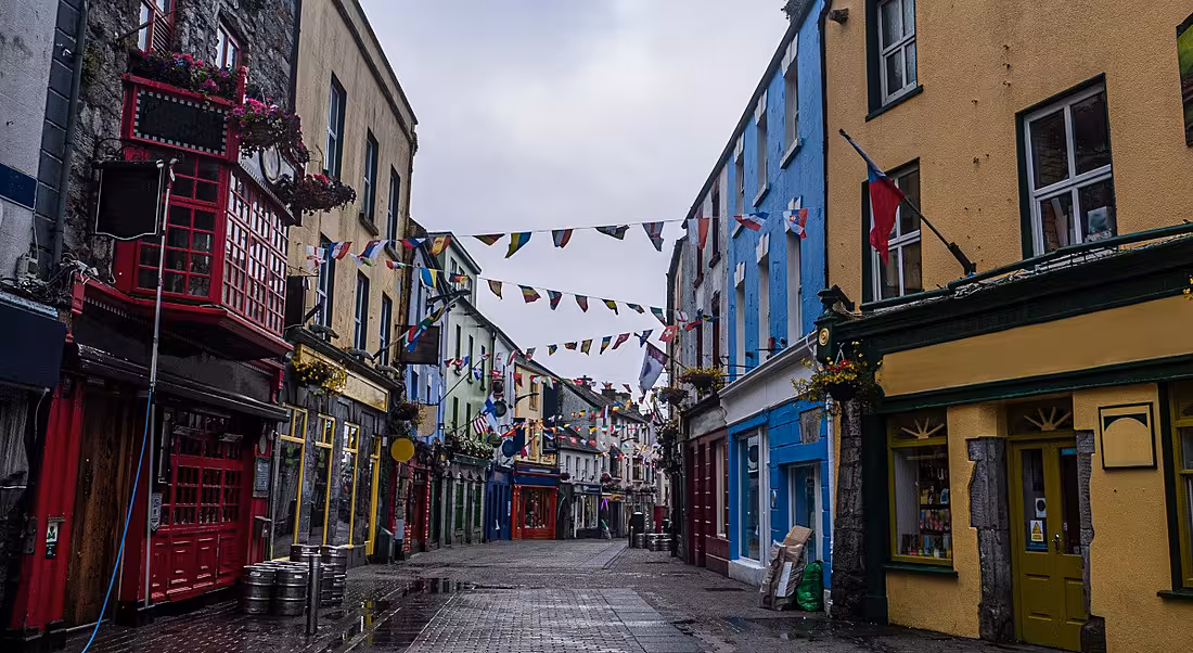 Photograph of Shop Street in Galway, Ireland.