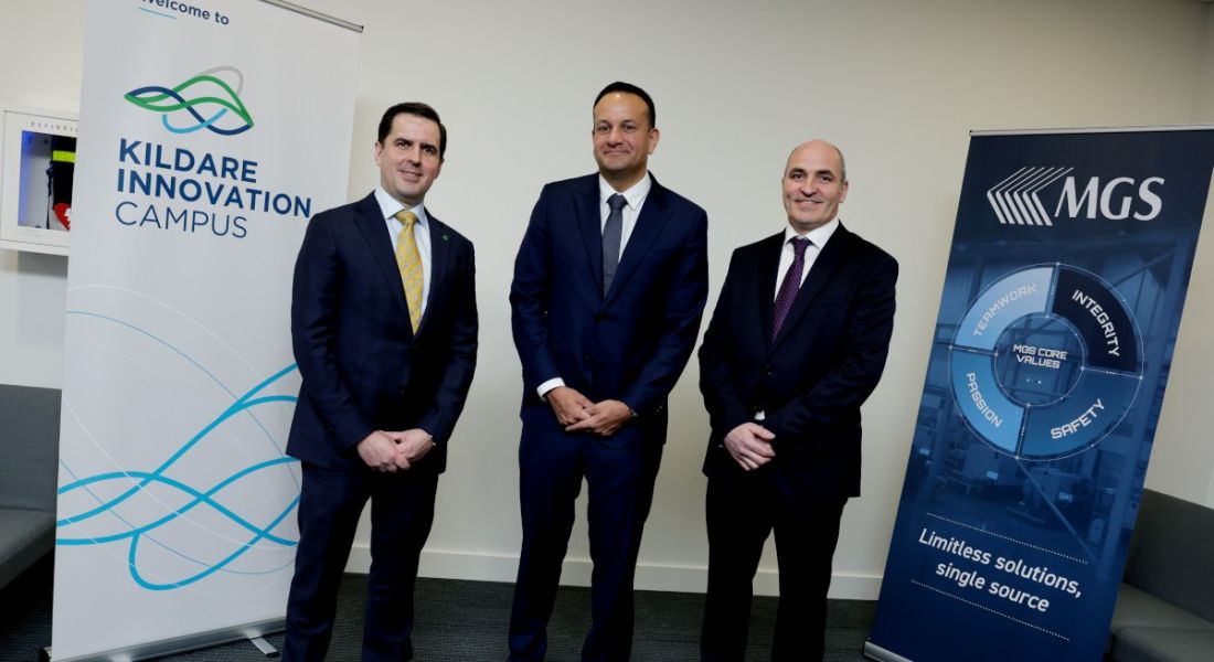 IDA Ireland CEO Martin Shanahan, Tanaiste and Minister for Enterprise, Trade and Employment Leo Varadkar, TD, and MGS Manufacturing site lead Michael Finneran.