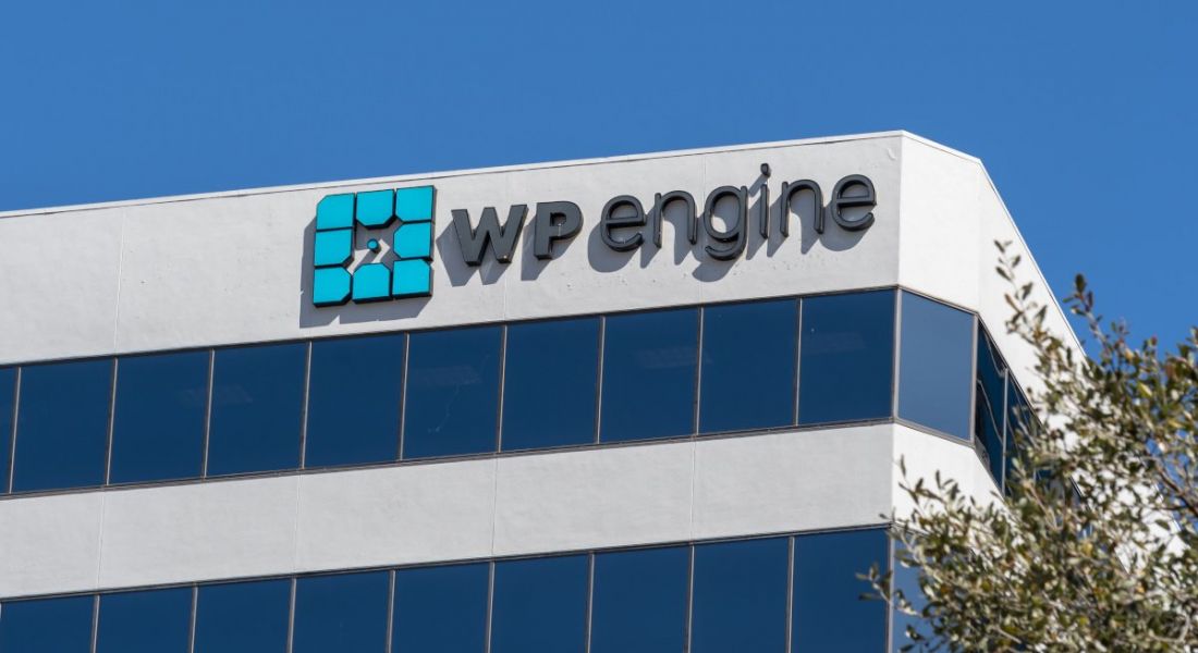 WP Engine offices against a blue sky.