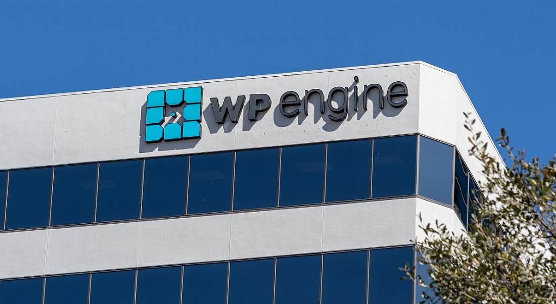 WP Engine offices against a blue sky.