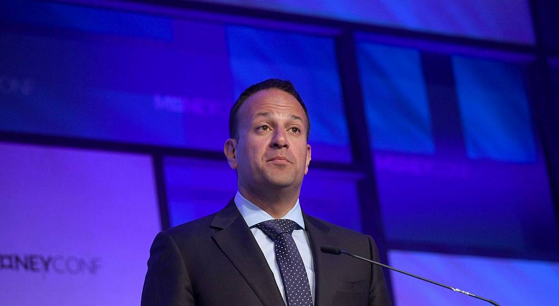 Leo Varadkar on stage at the RDS in Dublin in 2018.