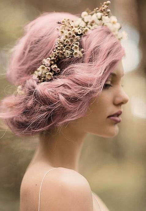 Pink bridal hair