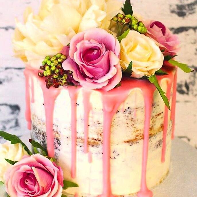 Pink Drip Cake