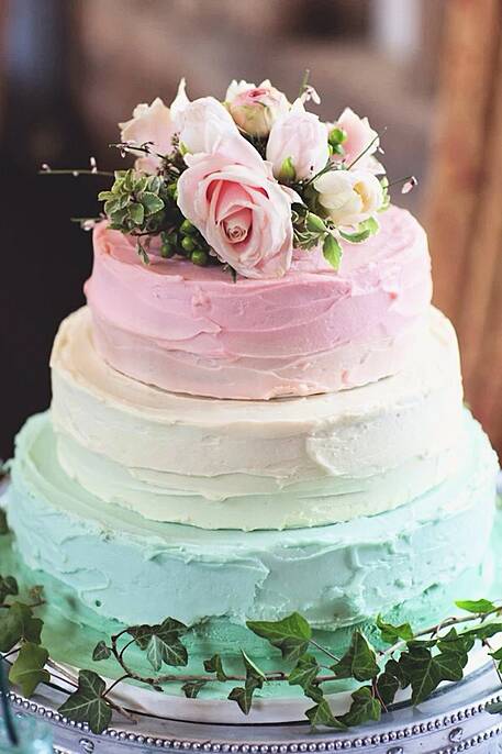 Pink and Green Wedding cake