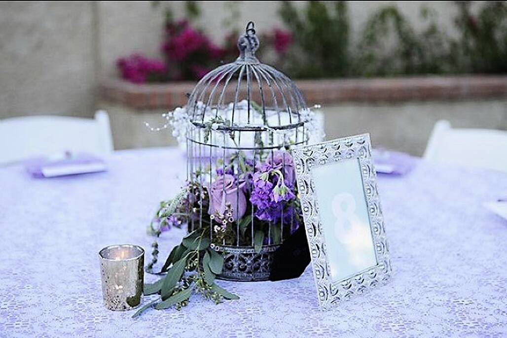 Purple Bird Cage Decor